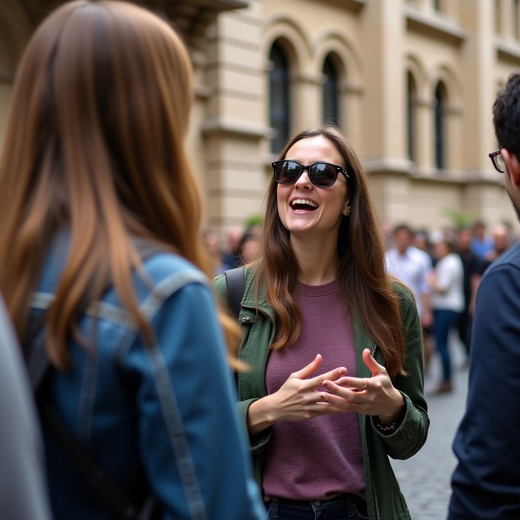 Sydney Explorer founder Rebecca Chen leading a tour at The Rocks
