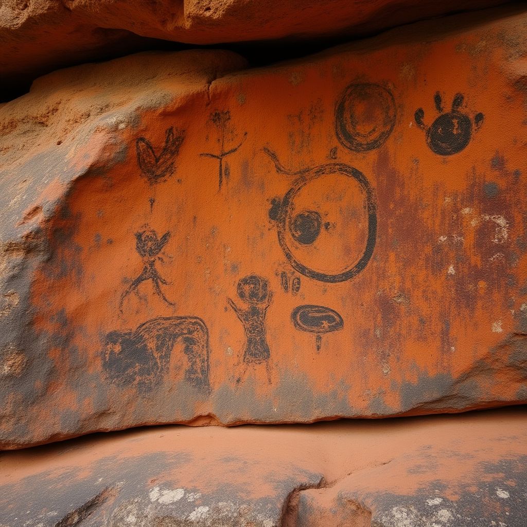 Aboriginal rock art in Sydney region showing traditional symbols and stories