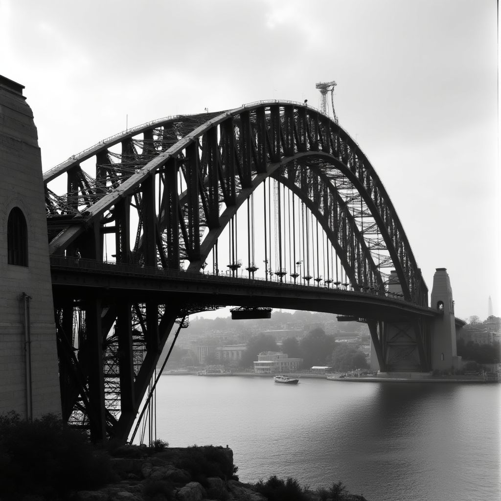 Construction of the Sydney Harbour Bridge in the early 1930s