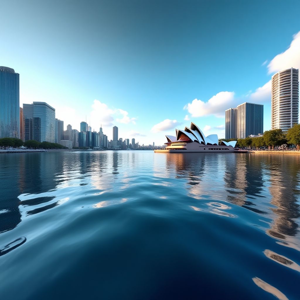 Virtual tour of Sydney showing the Opera House and Harbor Bridge